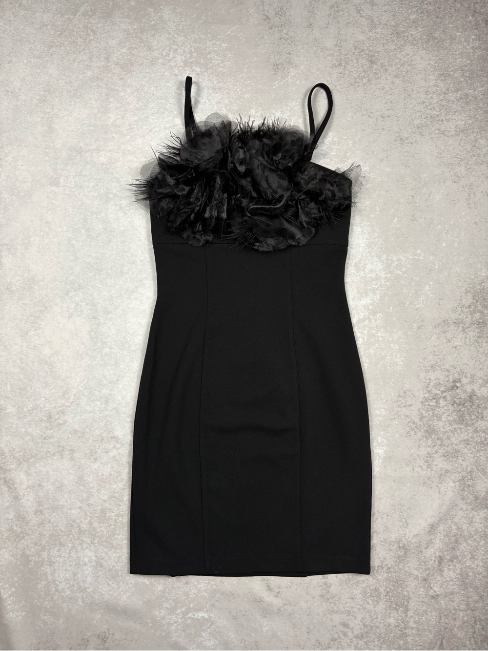BCX Black 3D Floral Rosette Corsage Bodycon Mini Dress XS